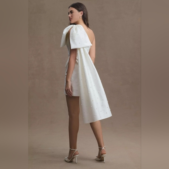 Sachin & Babi Pippa One-Shoulder Pearl-Embellished Bridal Wedding Mini Dress, 0 - Picture 2 of 15